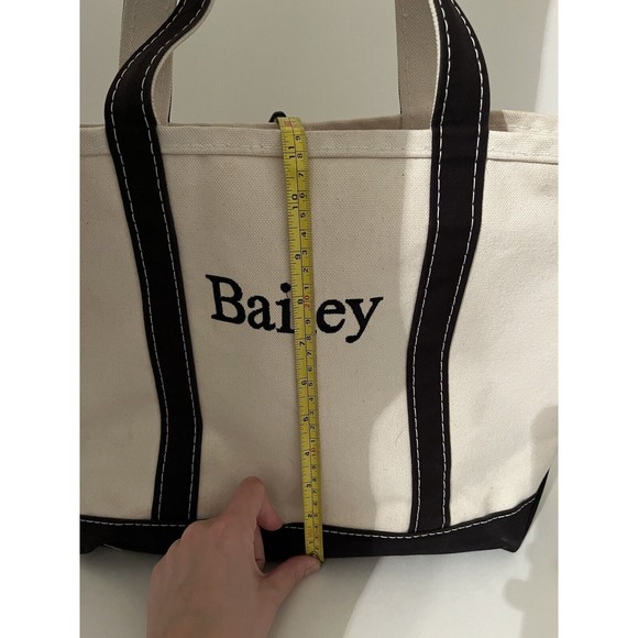 L.L. Bean Boat and Tote Canvas Medium Open Top Tote Bag White and Black Bailey - Picture 14 of 14
